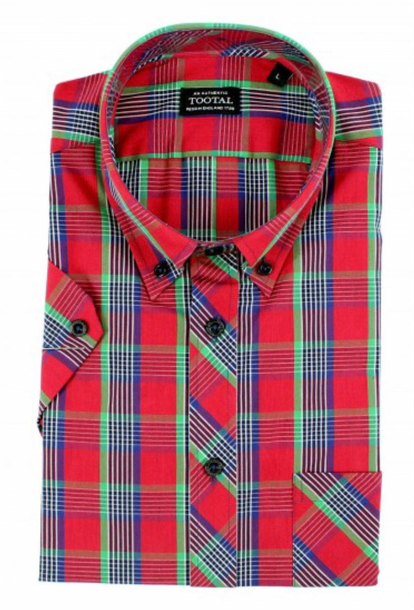 Tootal Red Plaid Short Sleeve Shirt