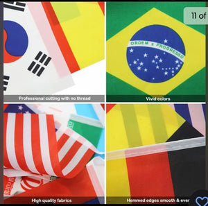 10M FIFA World Cup Bunting Fabric 2022 Qatar 32 Football Teams Flags Banner