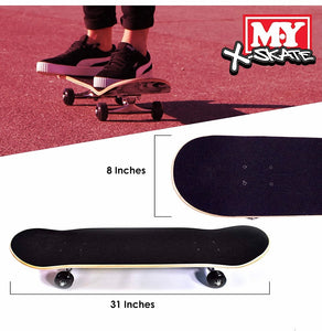 M.Y X-Skate Complete Skateboard 31" Double Kick Beginner Skateboard