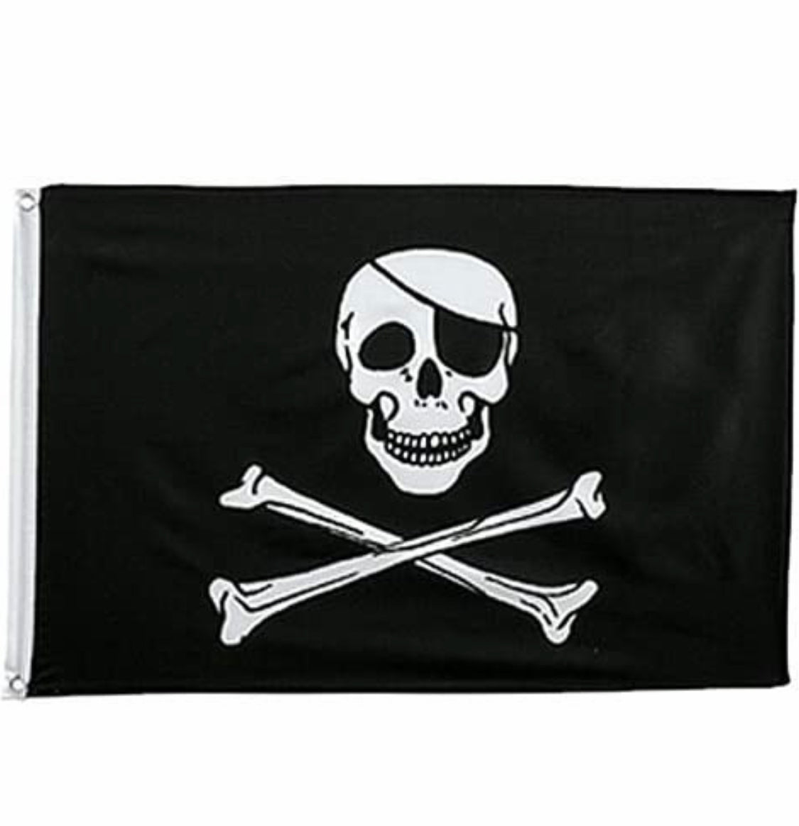 Pirates Jolly Roger Skull & Cross Bones Black & White Flag