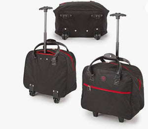 32L Wheelie Compass Tote Bag Travel Overnight Weekender Flight Cabin Trolley CASE Stands Upright 2 Wheel (Black RED)