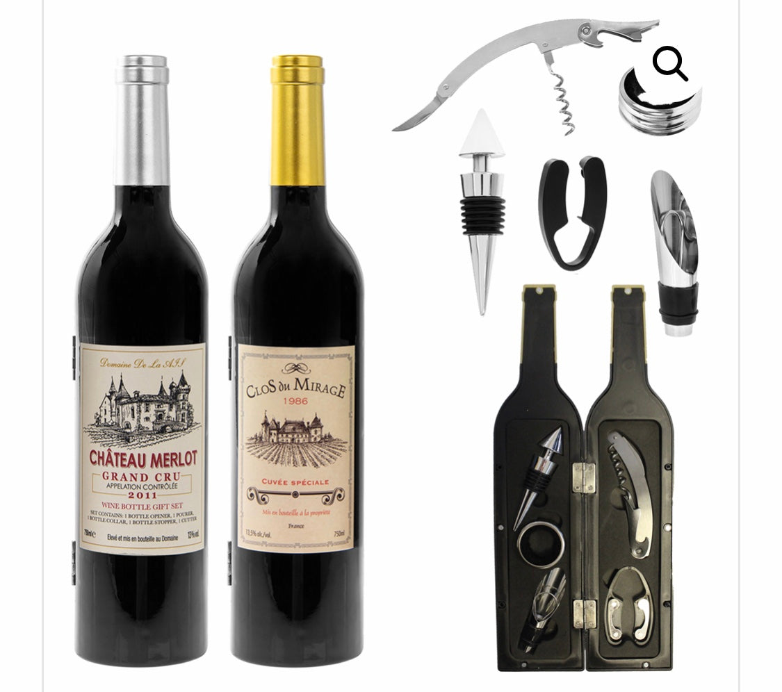 Wine Connoisseur Gift Set in Bottle Shape Box