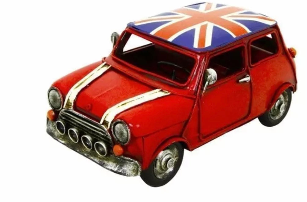 Retro Classic Vintage Transport Red Union Jack Mini Cooper Tin