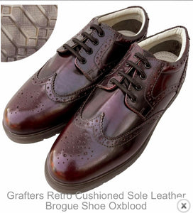 Grafters Retro Moc Doc Cushioned Sole Leather Brogue Shoe Oxblood  Burgundy