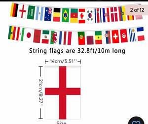 10M FIFA World Cup Bunting Fabric 2022 Qatar 32 Football Teams Flags Banner