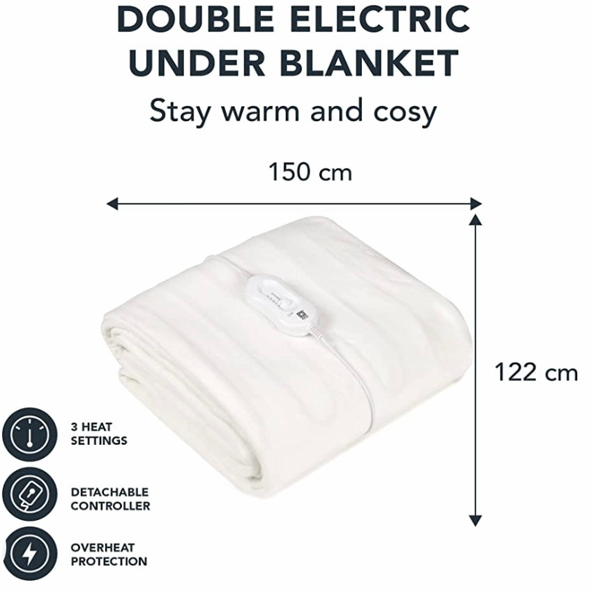 PIFCO® White Electric Blanket Double Mayors Sports and Menswear