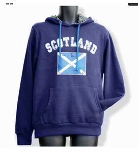Wallace Of Scotland Navy Blue Saltire Flag Mens Distressed Hoodie