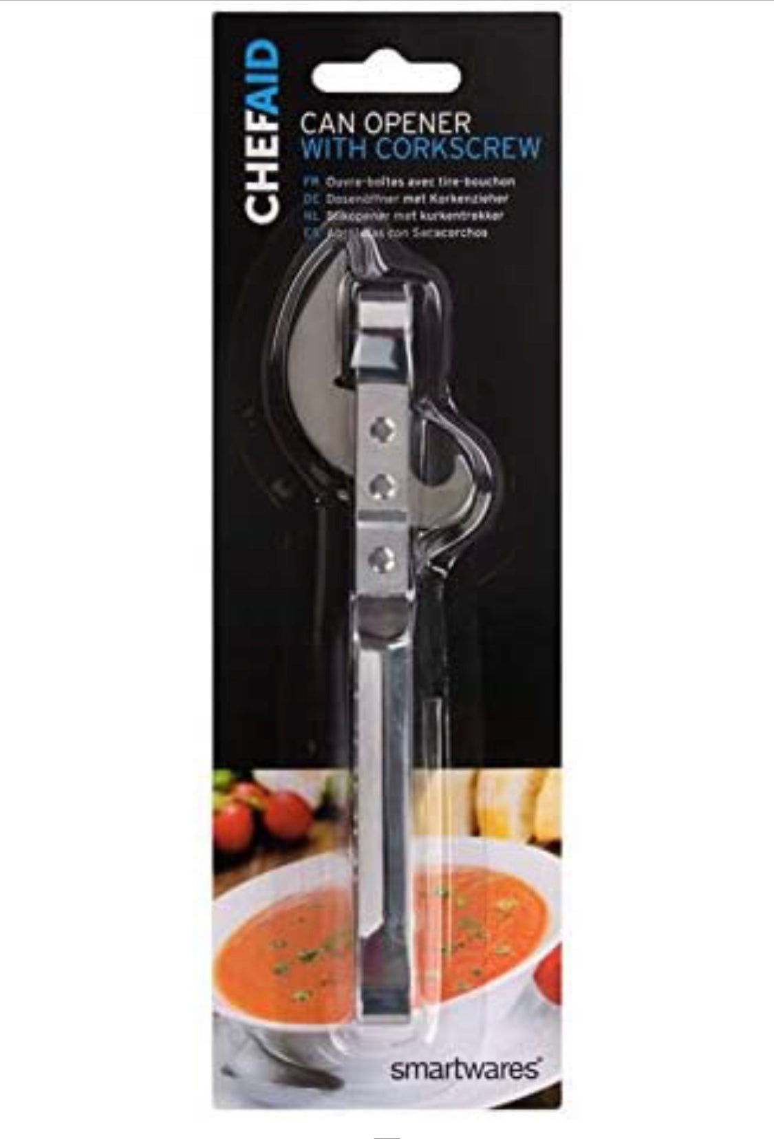 Chef Aid Classic Metal Can Tin Opener With Corkscrew