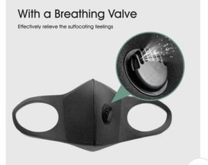Face Mask Black with Breathing Valve