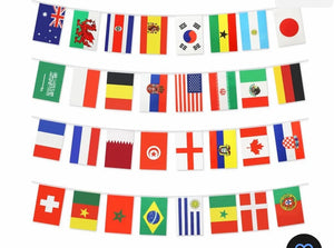 10M FIFA World Cup Bunting Fabric 2022 Qatar 32 Football Teams Flags Banner