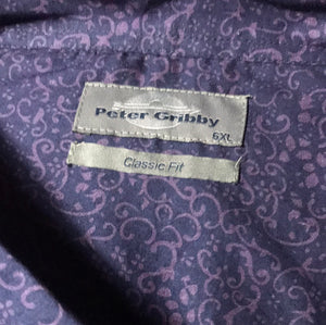 Peter Gribby King-Size Navy / Purple Mosaic Patterned Men's Shirt