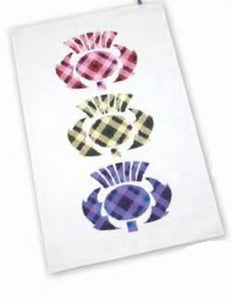 SCOTTISH TARTAN THISTLE   TEA TOWEL