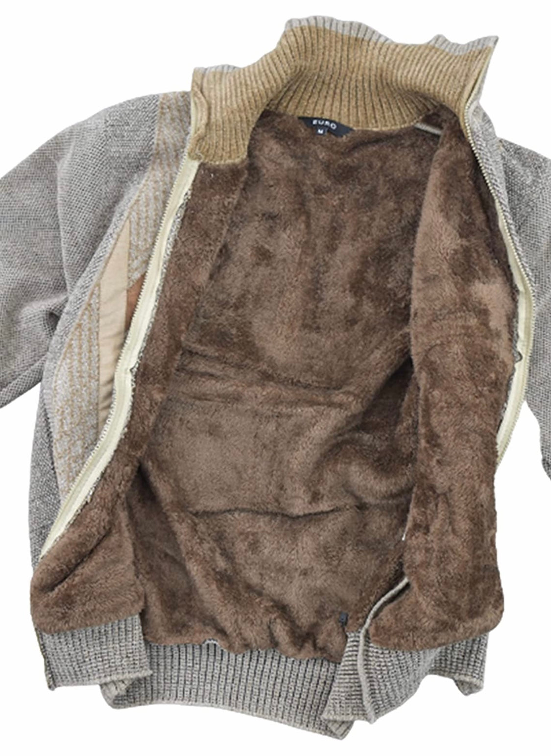 JJ Willis Mens Montreal Fur Lined Zipper Cardigan Jacket