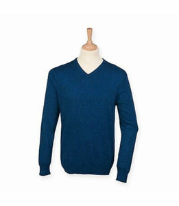 Henbury Mens V-Neck Tri-Blend Marl Sweater/Jumper