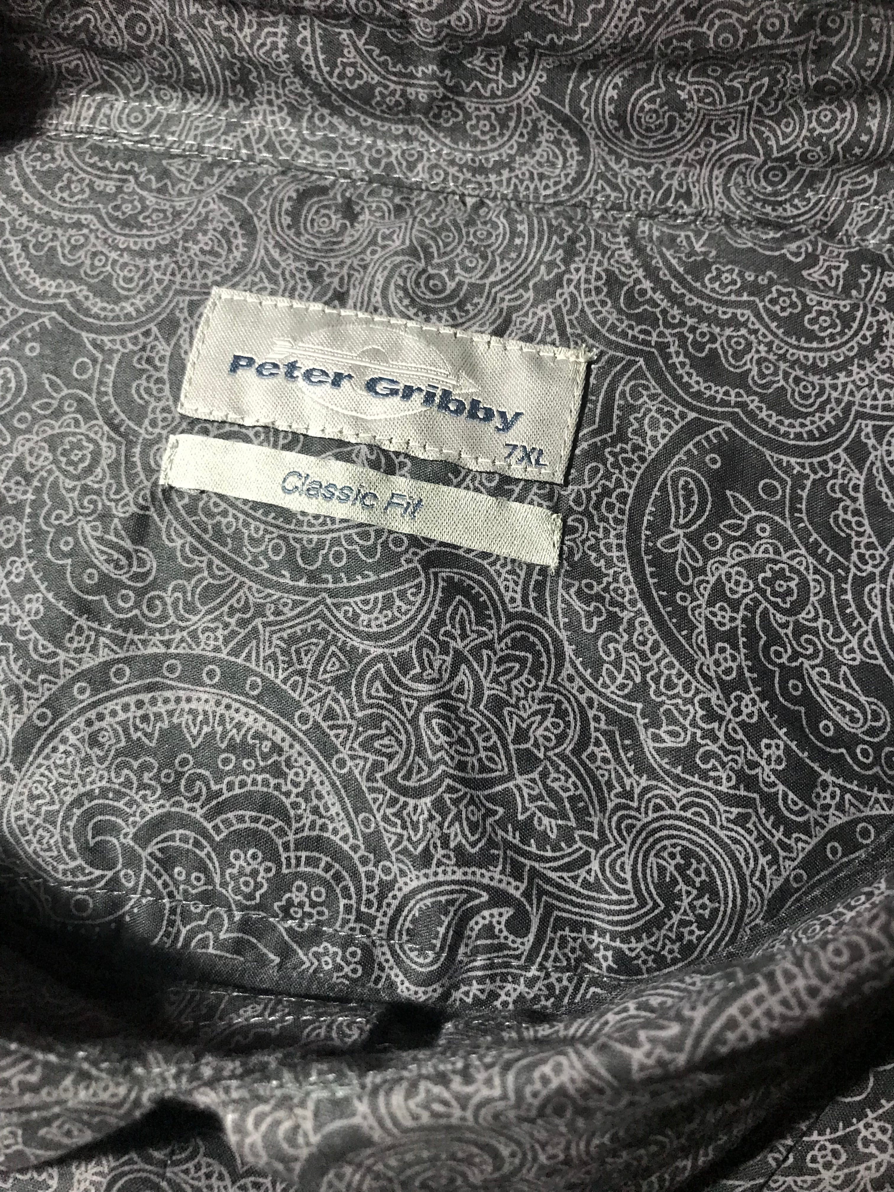 Peter Gribby King-Size Charcoal Paisley Patterned Men's Shirt