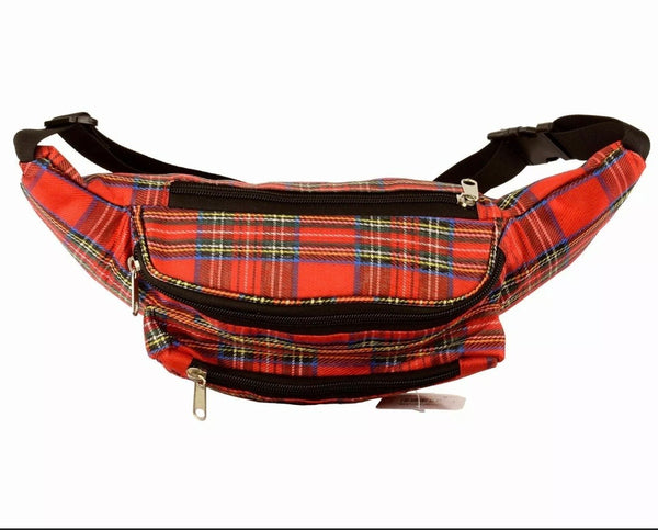 Red Tartan Style Bum Bag by Thistle Products Mayors Sports and Menswear