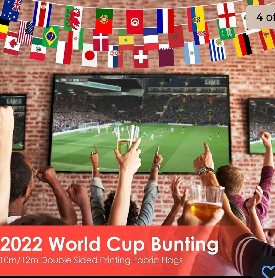 10M FIFA World Cup Bunting Fabric 2022 Qatar 32 Football Teams Flags Banner